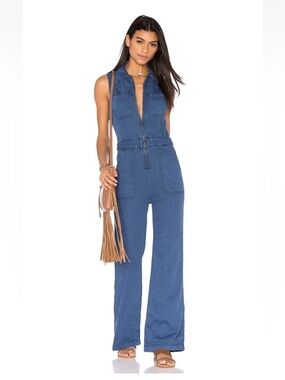 NWT Free People Wind & More Retro Denim Jumpsuit Sz 4 $148